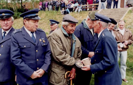 Ocenění zasloužilých členů (M. Nerad, M. Císař, F. Škvor, F. Veselý)